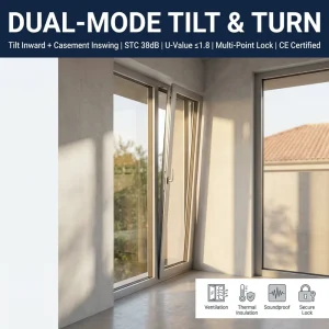 Thermal Break Aluminum Alloy Window Soundproof Heat Insulation Residential Modern Aluminium Tilt and Turn Window