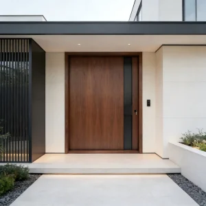 Thermal Break Cast Aluminum Entry Door Steel Wooden Grain Main Entrance Pivot Door for Coastal House Doors