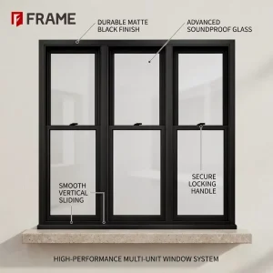 Thermal Efficient Black White Aluminum Single Double Hung Window Durable Powder Coat Finish for Modern American House