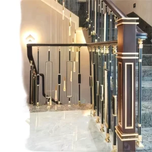 Three element Plating Gold Craftsmanship Aluminum Railing Guardrail for Stairs Handrail