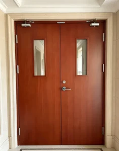 Timber Fire Door 90 Mins with Door Closer for Apartment Buildings Emergency Factory Direct Exit Wooden Fireproof Door