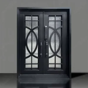 Top Design Classical Double Door Steel & Wrought Iron Front Entry Door Security Exterior Door With Anti Theft Safety