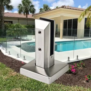 Top Mount Adjustable Glass Panel Spigots with Satin Finish for Contemporary Garden Fencing