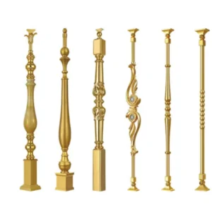 Top-ranking Suppliers Brass Color Metal Aluminum Staircase Railing Designs Modern Luxury Gold Plated Wrought Stair Railings