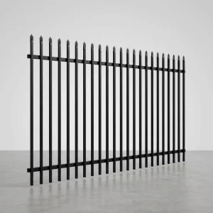 Traditional Galvanized Heat-Treated Iron Fence, PVC-Coated, 8/6ft Height x 10ft Width