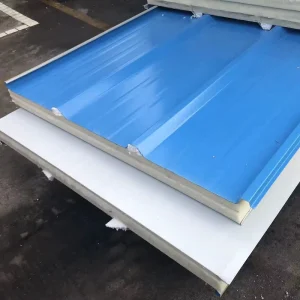 Trapezoidal Profile Rock Wool Sandwich Roof Panel Fireproof Insulated Metal Roofing Sheet for Industrial Warehouse Factory
