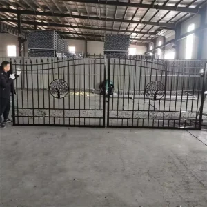 Tree of Life Wrought Iron Gate 16ft 20ft Black Steel Anti Rust Outdoor Yard Garden Entrance Decorative Custom