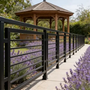 Tube Railing Odorless Shopping Mall Interior Railings Metal Fence China Manufacturer Galvanized Steel Black Fence Rail