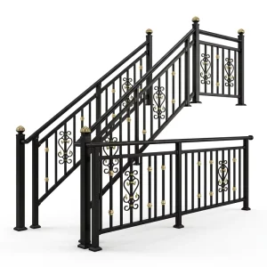 Tubular Aluminum & Galvanized Steel Stair Railing Modern Grill Design Indoor & Outdoor Metal Railings