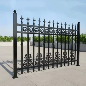 Tubular Black Galvanized Steel Picket Fence Panels for Outdoor Garden Security