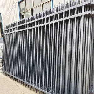 Tubular Fence Outdoor Modern Black Picket Wall Metal Fence Backyard Garden Fence