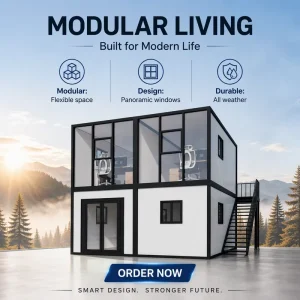 Two Story 20ft Flat Pack Container House Modular Prefab Villa with Outdoor Kitchen Wide Terrace Quick Assembly Modern Home