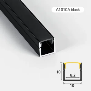 U Shape 10*10mm Led Channel Recessed Silver Black Anodized Led Aluminum Profile with PC Diffuser