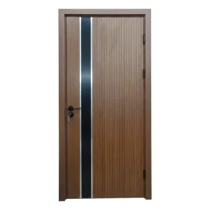 UL Certified Fire Rated Wooden Door with Black Metal Inlay Stripe 20/60 Minute Options for Hotel Apartment