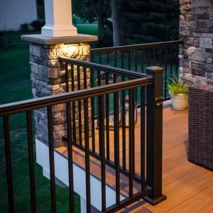 USA Outdoor Black Metal Aluminum Railing Deck Railing System Aluminum Rail Kit Balcony Aluminium Railing Factory Customization