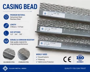 USA Standard Galvanized Casing Bead Plaster Stop Trim for Drywall Door Window Opening Edge Reinforcement