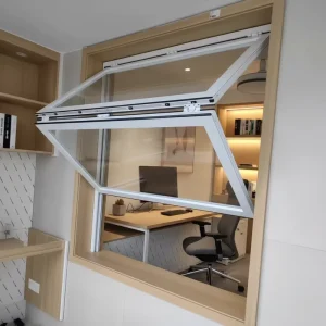 Up and Down Folding Windows with Panoramic Opening and Diverse Colors for Coffee Shop Bar Sliding Windows