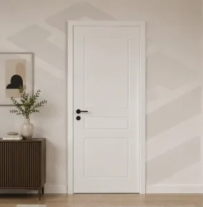 Vacuum Thermoformed WPC Door Full Wrap Matte Finish Mildew Proof Stable Solid Structure Custom Size for Hotel Villa Interior ISO