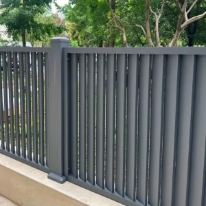 Vertical Slat Aluminum Privacy Fence 6 Feet Waterproof Outdoor Villa Screen Decorative Garden Boundary 3D Houses