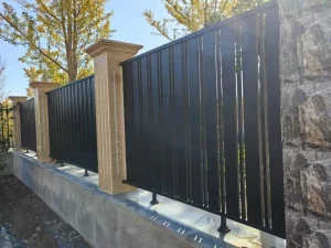 Vertical Slat Privacy Spear Top Wrought Iron Yard Fence Powder Coated Anti Rust Villa Garden Boundary Security Metal Railing