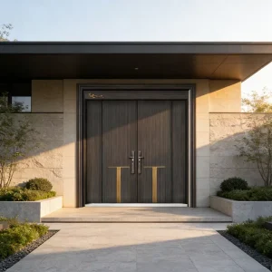 Villa Aluminum Double Entry Gates Heavy Zinc Alloy Security Doors Manual Sound Insulation Exterior Courtyard Customized