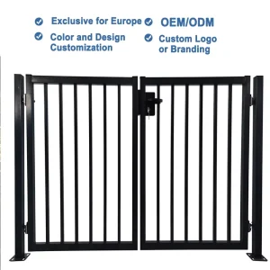 Villa Garden Manual Double Swing Iron Fence Gate for Cattle Use with Dual Anti-Corrosion Coating
