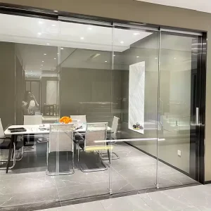 Villa Interior Frameless Glass Door No Bottom Track Synchronized Door Balcony Soft Closing Glass Sliding Door Sliding System