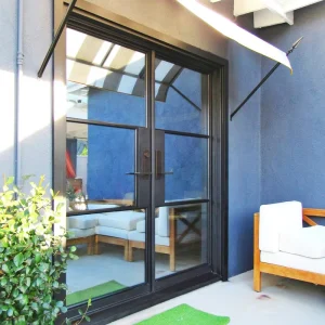 Villa Interior Three Grille Black Frame Glass Double Door Patio French Doors for Houses Exterior Tempered Glass Door