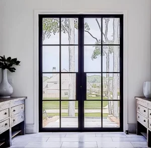 Villas Modern Simple Front Entry Glass Door Extremely Narrow Steel Frame French Doors for Houses Exterior Tempered Glass Door