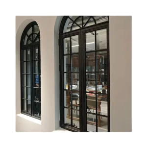 Vintage Industrial Aluminum Casement Windows with Privacy Water Ripple Glass Antique Hardware Durable for Cafe & B&B Renovation