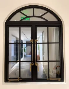 Vintage Steel Windows Grill Design Slim Frame Double Glazed Horizontal Victorian Style Outdoor Crafted for Villas Restoration