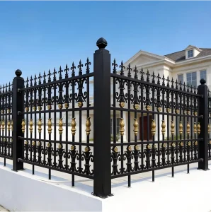 Vintage Wrought Iron Fence Ornamental Powder Coated Anti Rust Railings 6 Feet High Strength Anti-Climb