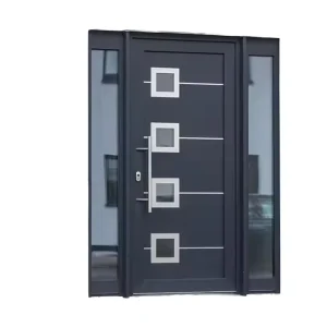 Visible Modern Custom Metal Steel Aluminium Keyless Front Entry with Glass Windows Double Single Leaf Grand Exterior Door