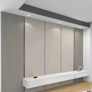 WPC Bamboo Fiber Metal-Surface Wall Panels, Quick-Assembly Decorative Panels for Home Living Room Wall Renovation