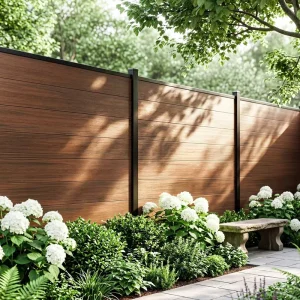WPC Privacy Fence Panel 8ft Outdoor Composite Fence Board With Posts for Garden Residential Boundary Enclosure