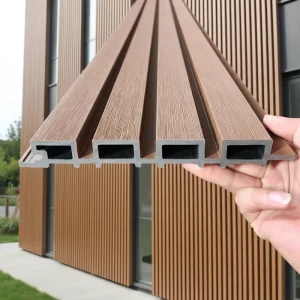 European Co-Extruded WPC Exterior Wall Panels, Outdoor Waterproof Composite WPC Wall Panels with Corrugated Design for Gardens