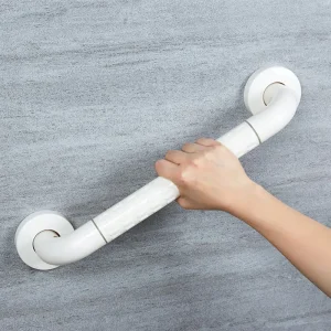 Wall-Mounted Non-Slip Safety Handrail Nylon Covered Grab Bar with Stable Base for Toilet Bathroom & Shower