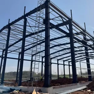 Warehouse Steel Frame Construction Rigid Frame Systems with Purlins Girts Structural Bracing for Industrial Facilities