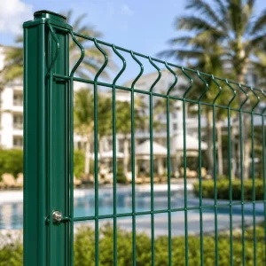 Waterproof Landscape Decorative Solid Steel Frame Anti-Oxidation Sports Field PVC Coated Double Wave Metal Fence