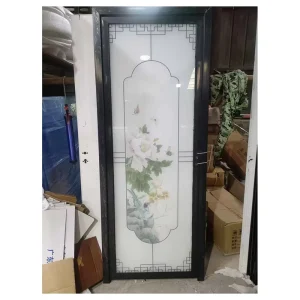 Waterproof Rustproof Vintage Privacy Art Glass Metal Handle Commercial Apartment Indoor Bathroom Door