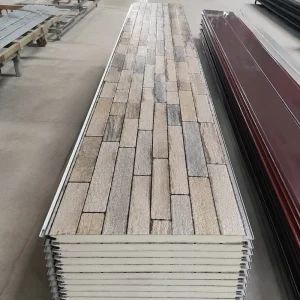 Weather Resistant Exterior Wall Cladding Insulated Panel Color Steel Surface Brick Pattern Building Sandwich Panel