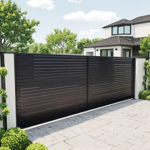 Weather-Resistant Powder-Coated Outdoor Aluminum Slat Fence Panels Modern Rustproof Design