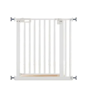 White Steel Foldable Baby Safety Gate for Living Room and Entryway