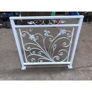 White and Black Metal Balusters Wrought Iron Railing