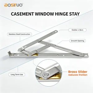 Window Hardware SS201 SS304 Heavy Duty Casement Brass Slider Side Hung 4 Bars Friction Stay Hinge