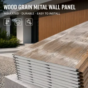 Wood Embossed Metal Decorative Panel Polyurethane Core for Residential Interior Feature Wall