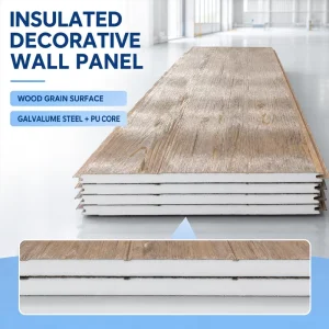 Wood Grain Metal Carved Decorative Board PU Core for Ceiling and Partition Wall Projects
