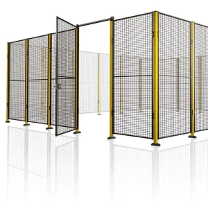 Workshop Production Line Safety Guarding Metal Post Fence with Iron Wire Mesh for Robot Boundary Walls