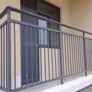 Wrought Iron Balcony Railing Simple Vertical Bar Metal Balustrade for Apartment Residential Building Outdoor Balcony Stair