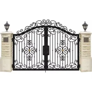 Wrought Iron Driveway Gate Villa Courtyard Double Swing Metal Security Door